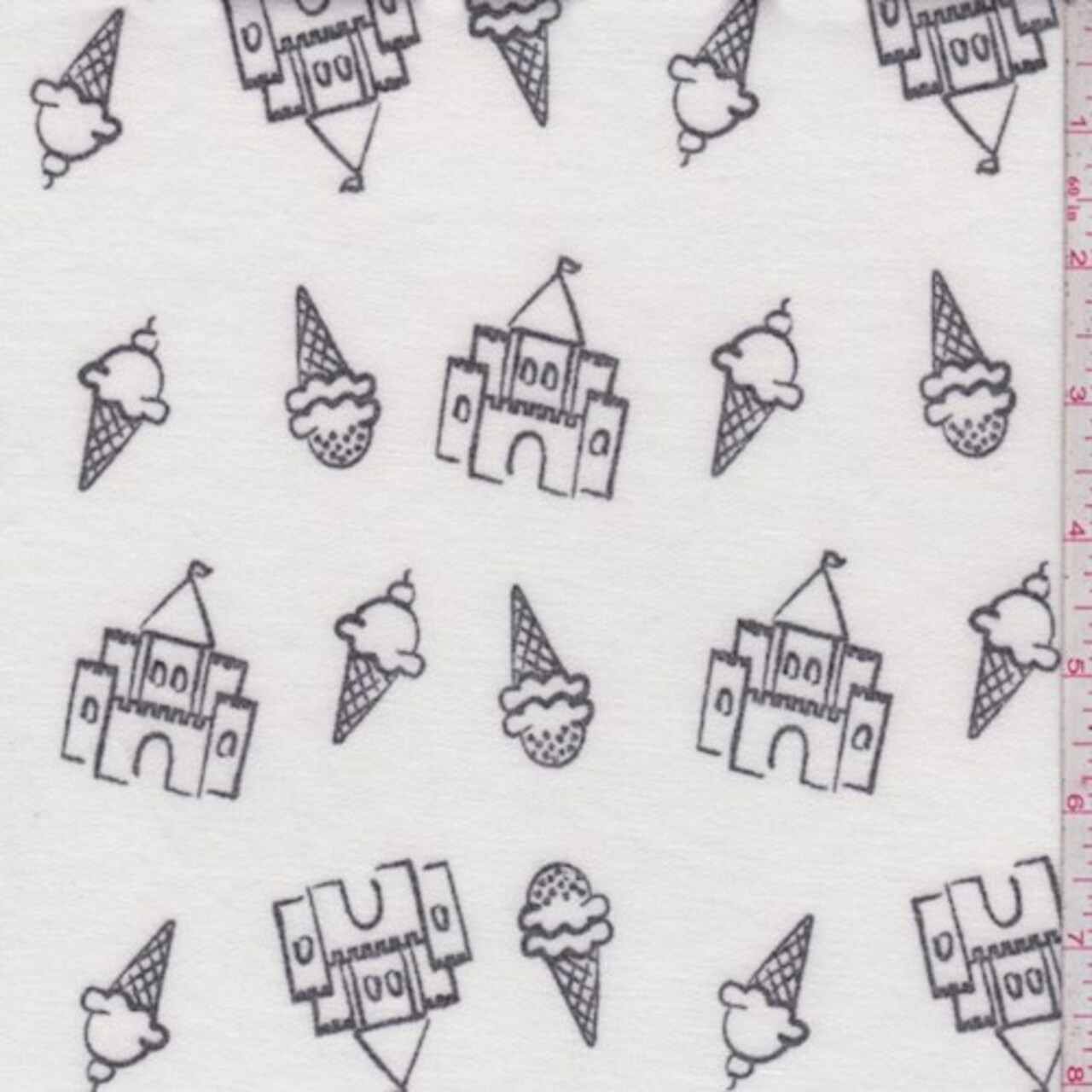 White Ice Cream Castle Brushed French Terry Knit Fabric By the Yard